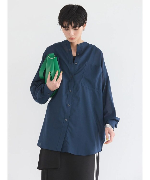 AMERICAN HOLIC イージーケア＋接触冷感　Ｗポケットシャツチュニック Navy