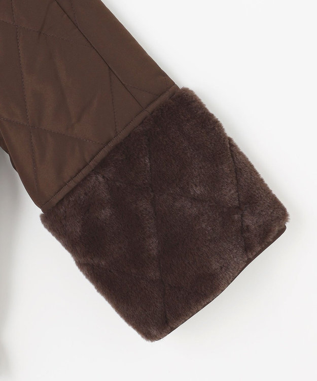 ANY SIS S フェイクファーコンビキルティング アウター ブラウン