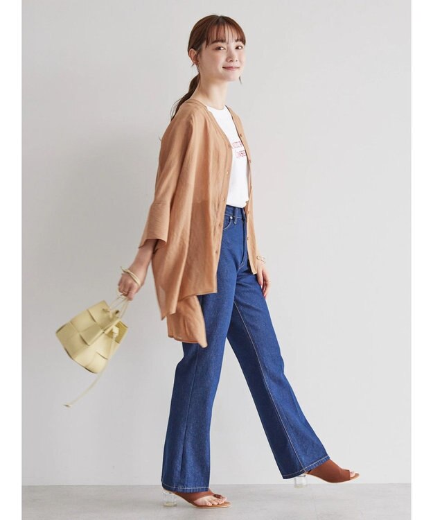 AMERICAN HOLIC バックギャザーＶネックシアーシャツ Camel