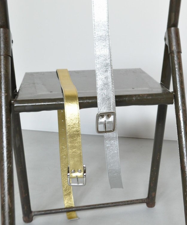 blancle メタリックレザー 幅3cm 長さ110cm ベルト SILVER