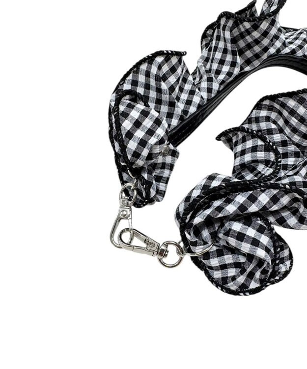 WEGO ギンガムフリルハンドストラップ ブラック