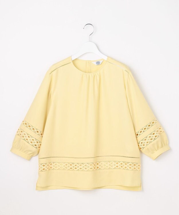 J.PRESS LADIES スパンソフトクロス刺繍 ブラウス イエロー系