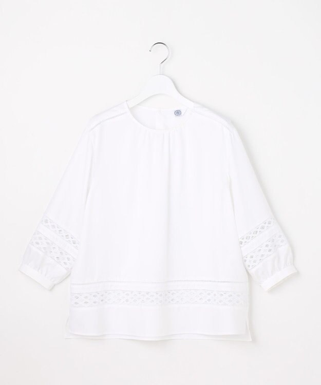 J.PRESS LADIES スパンソフトクロス刺繍 ブラウス オフ系