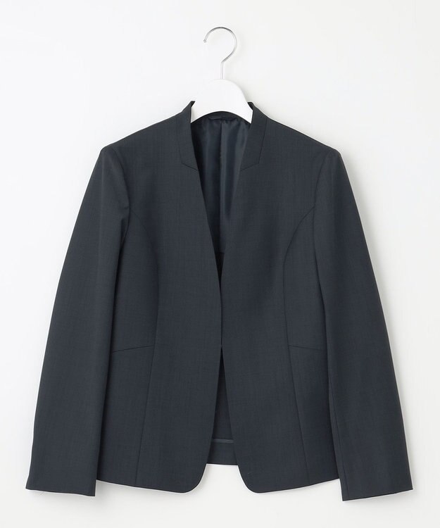 J.PRESS LADIES L 【セットアップ対応】BAHARIYE1 ノーカラー ジャケット ネイビー系