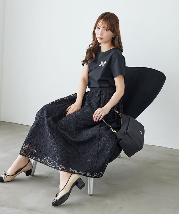 TOCCA 【美人百花掲載】BOW BIJOUX Tシャツ ブラック系