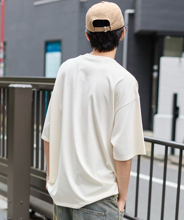 WEGO 【速乾/ひんやり/ユニセックス着用ITEM】接触冷感フロッキープリントグラフィックT（SS） ホワイト