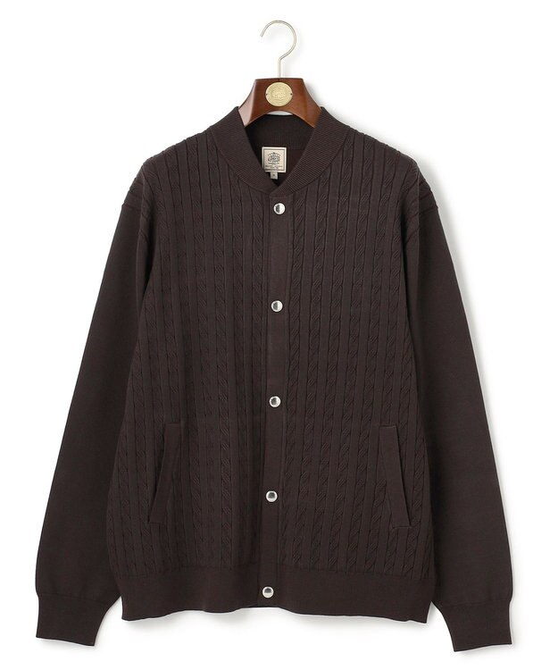 J.PRESS MEN 【KING SIZE】【ストレッチ / イージーケア】【FLEX YARN】ケーブルニット ブルゾンライク カーディガン ブラウン系