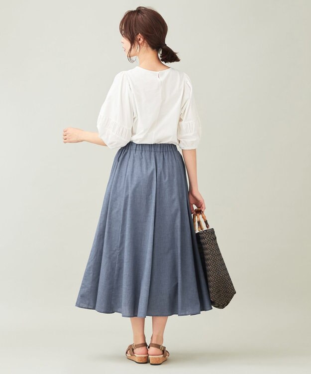 ANY 【ウエストゴム】シャンブレーライク スカート ブルーダンガリー