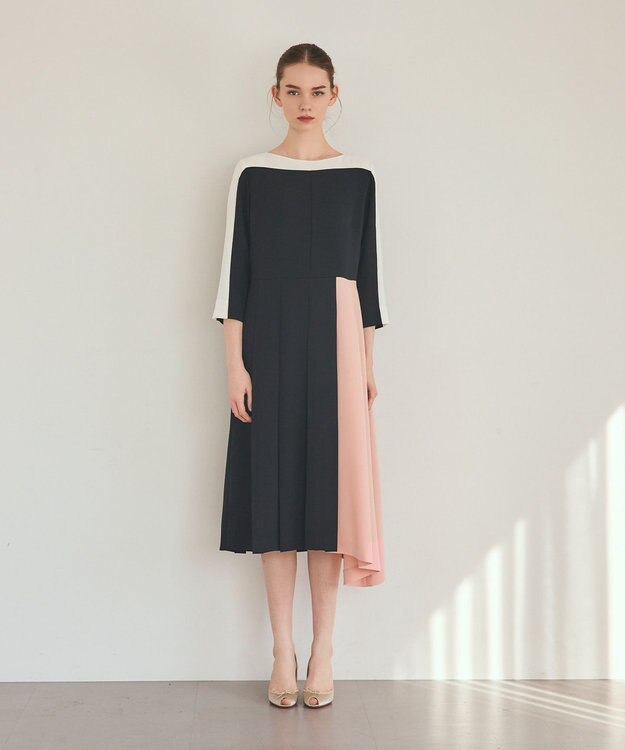 GRACE CONTINENTAL カラーブロックドレス ブラック