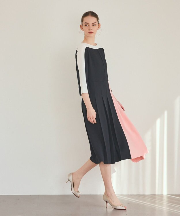 GRACE CONTINENTAL カラーブロックドレス ブラック