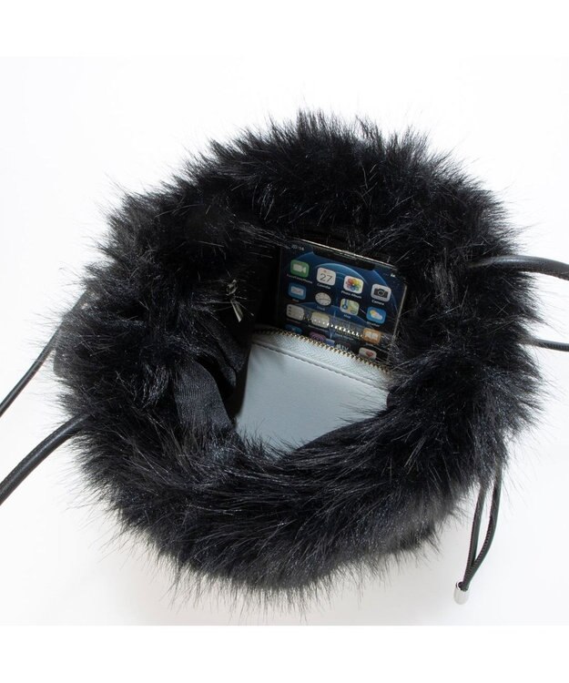 UNBILLION カシュカシュ cachecache / エコファーシンプル巾着ショルダーバッグ ブラック