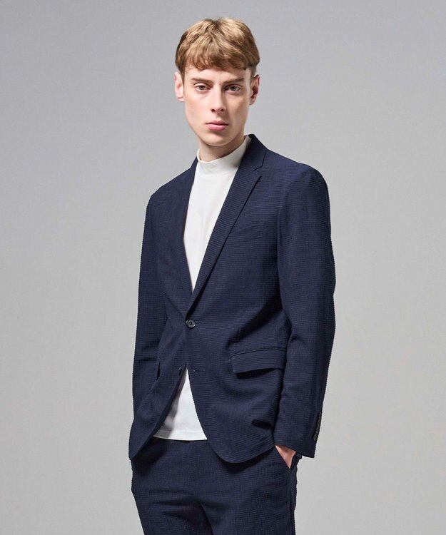 JOSEPH HOMME 新色追加【セットアップ対応】トリコサッカーストレッチ　 ジャケット ネイビー系