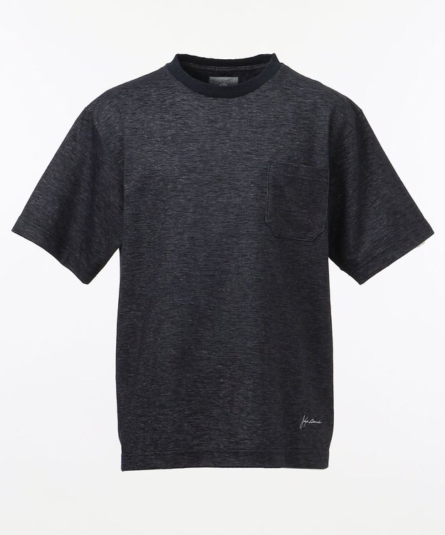 JOSEPH ABBOUD MOUNTAIN 【SPACE】リネンプレーティング天竺 ポケTシャツ ネイビー系