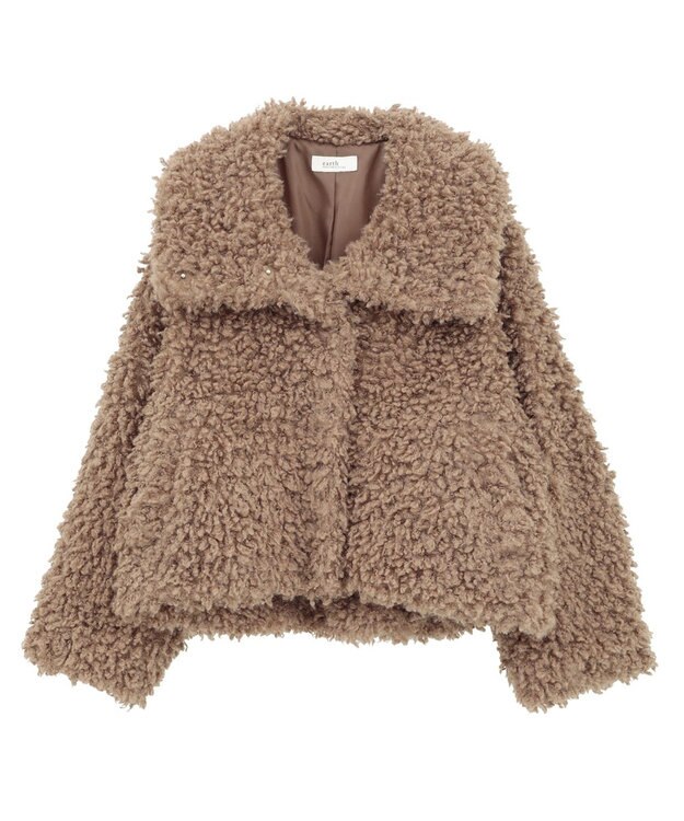 earth music&ecology プードルファーショートブルゾン Brown