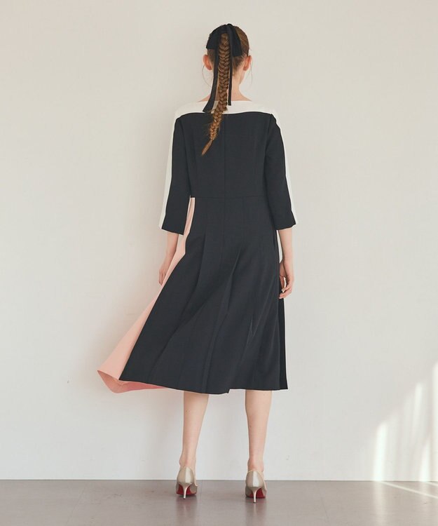 GRACE CONTINENTAL カラーブロックドレス ブラック