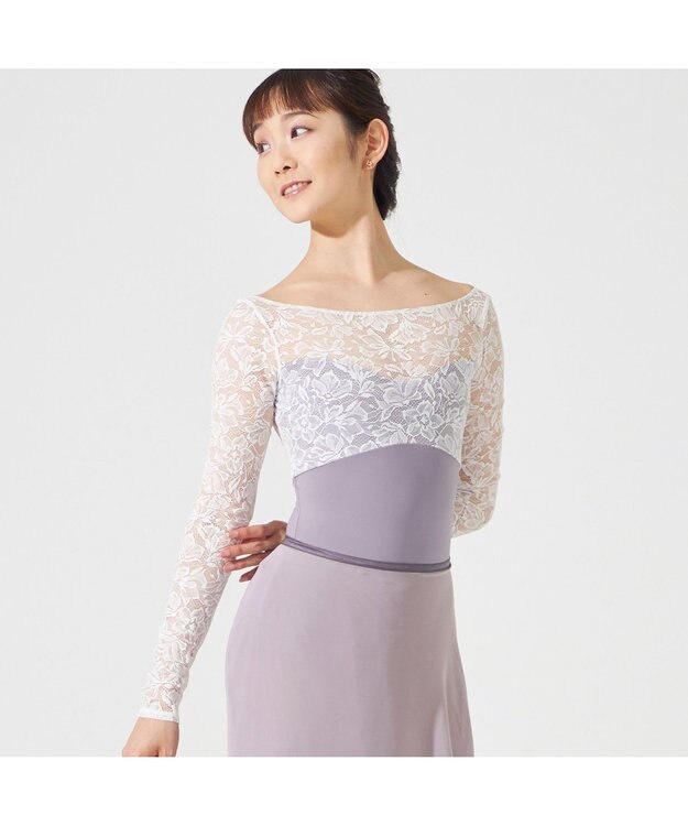 Chacott ◎【Nela ライン】ロングスリーブレオタード モーブ