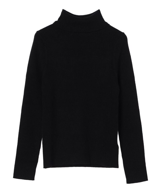 earth music&ecology やわらかタッチリブタートルネックプルオーバー Black