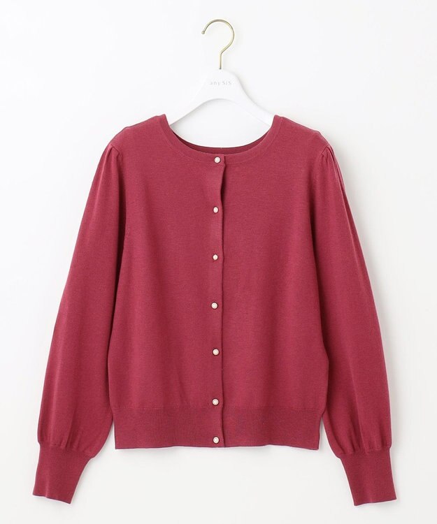 ANY SIS 【前後着用可能】2WAYパフスリーブ カーディガン ローズピンク