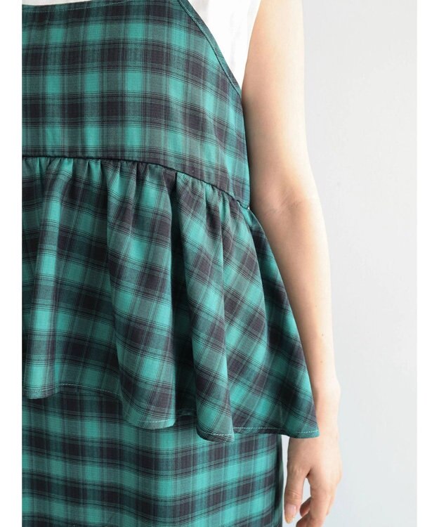 Green Parks チェックペプラムキャミワンピース Green