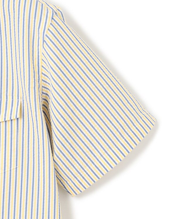 J.PRESS MEN 風が通るシアサッカーの清涼感【吸水速乾 / 高通気性】【クールマックス】サッカーストライプ シャツ / B.D. イエロー系1