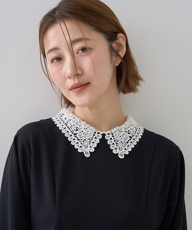 YECCA VECCA 2wayレース襟ブラウス Navy