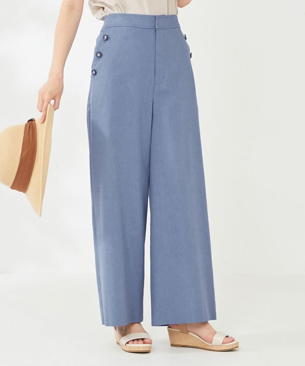 ANY SIS 【洗える】シャンブレーマリン パンツ シャンブレーブルー