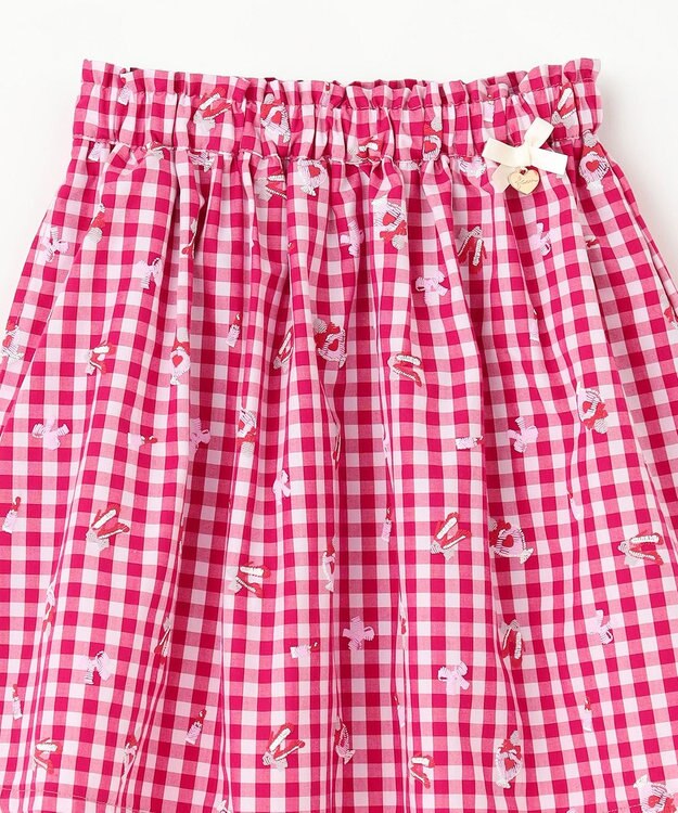 ANY KIDS ギンガム 発泡プリント スカート 赤系チェック