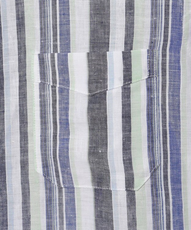 JOSEPH ABBOUD 【麻100％・軽い・涼しい】 モイスチャーリネンストライプシャツ ダルブルー系2