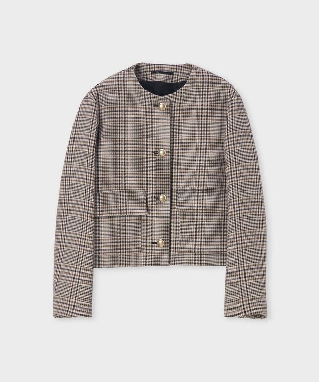 Paul Smith クラシックチェック ノーカラー ジャケット サンドブラウン
