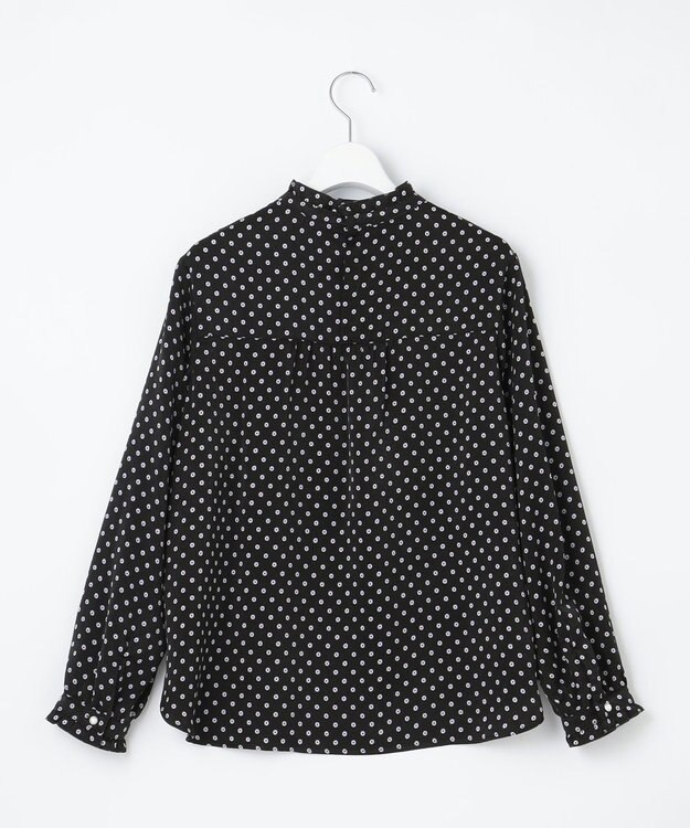 J.PRESS LADIES S 【洗える】ピーチサテン 幾何プリント ブラウス ネイビー系5