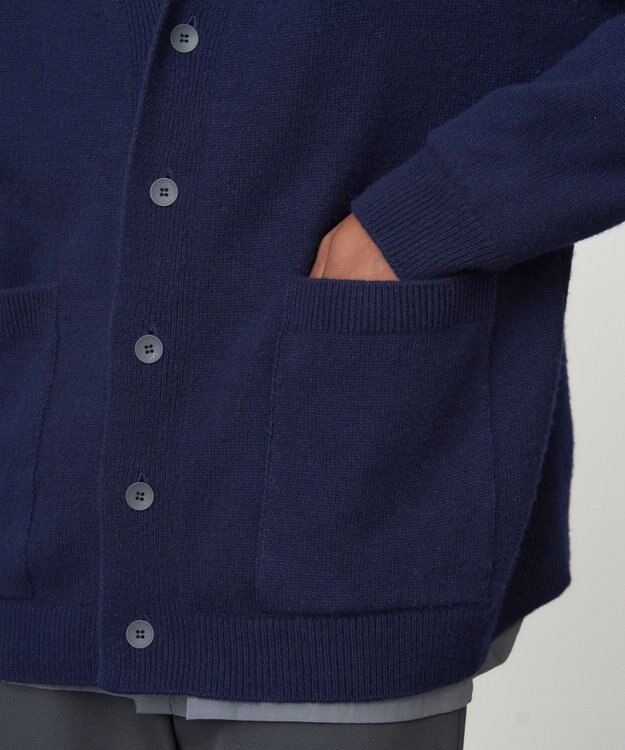 ATON WOOL COTTON BRUSHED | オーバーサイズカーディガン - UNISEX NAVY