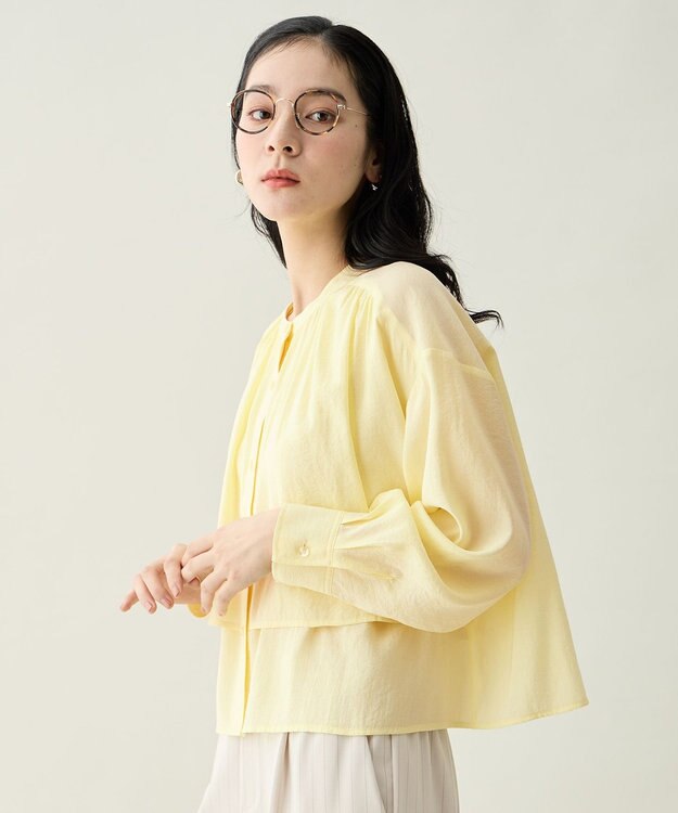 ANY ラッフルクロップドシャツ イエロー