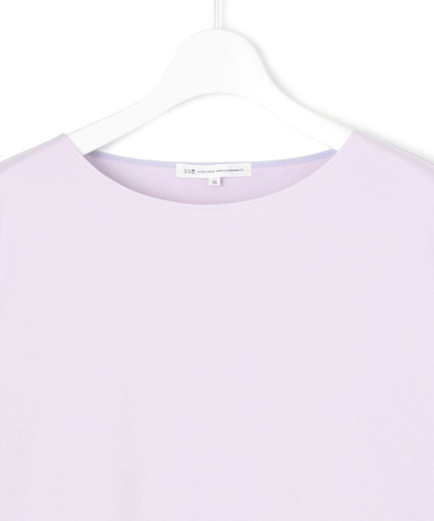 23区 【汗じみ防止/洗える】スムースデザイン フレンチスリーブ Tシャツ ライラック系