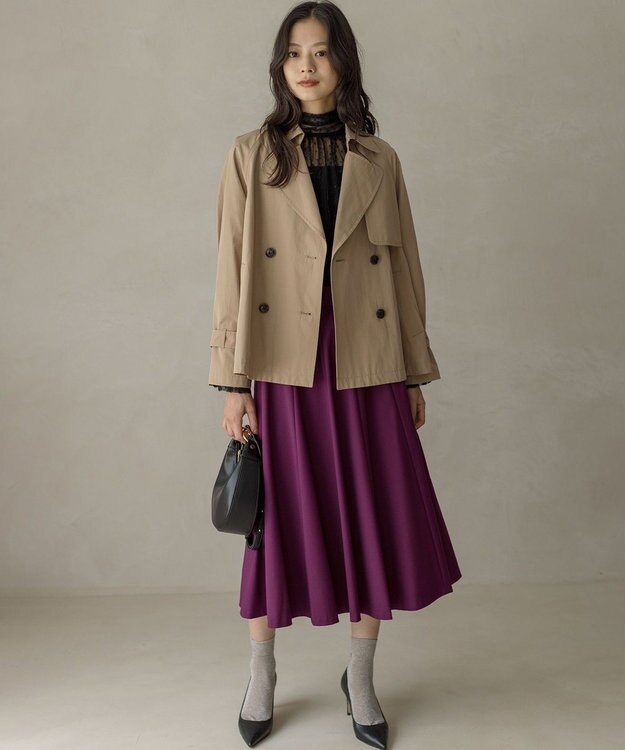 組曲 【ご好評につき追加予約 / 加藤ローサさん着用】ハンサムツイルフレア スカート パープル系