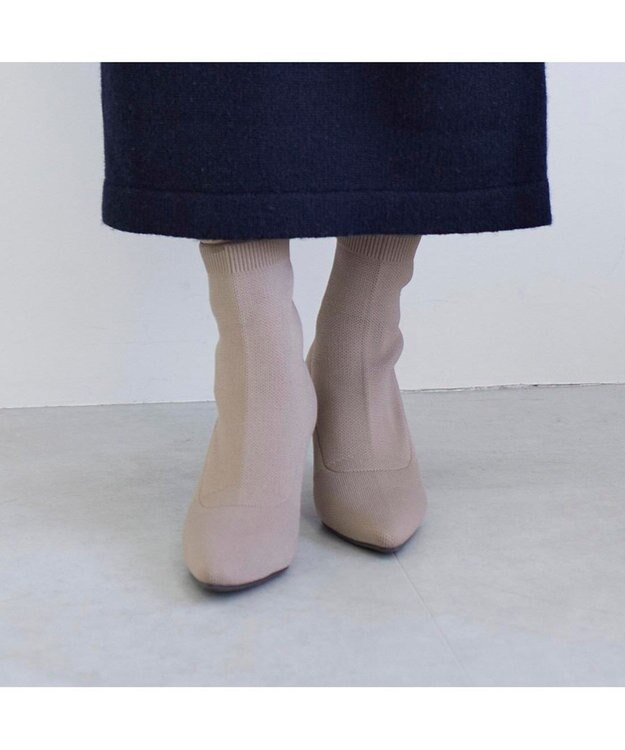 MODE ET JACOMO <noyau>ストレッチショートブーツ ベージュ