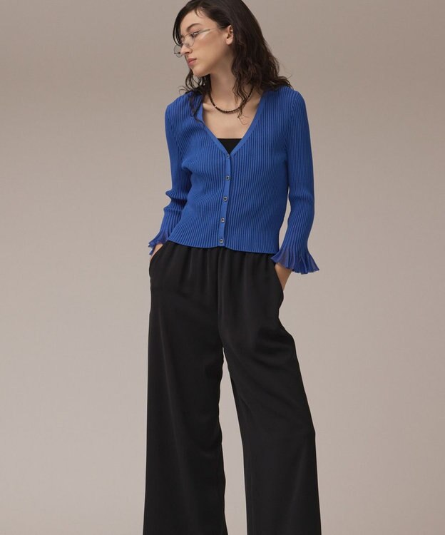 GRACE CONTINENTAL シアーフリルニットカーディガン ブルー