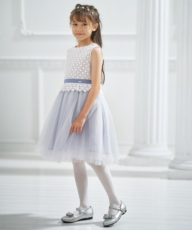 組曲 KIDS 【110-140㎝】フラワーレース ドレス ネイビー系