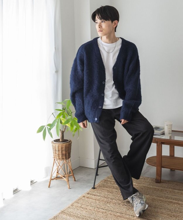 WEGO モヘアライクBIGカーディガン ネイビー