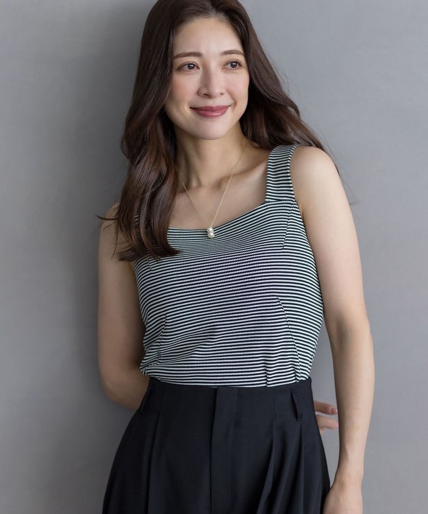 組曲 テレコスクエア タンクトップ ブラックボーダー系1