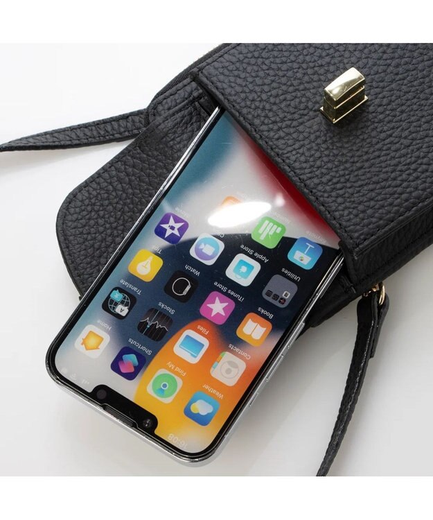 UNBILLION ペルケ perche / 牛革シュリンクタイプモバイルウォレットショルダー　旧8660 ブラック