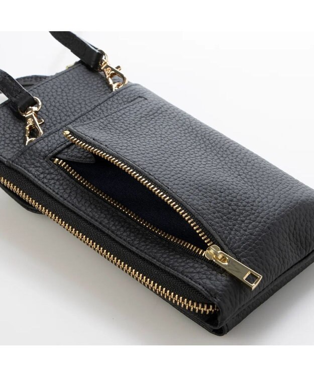 UNBILLION ペルケ perche / 牛革シュリンクタイプモバイルウォレットショルダー　旧8660 ブラック