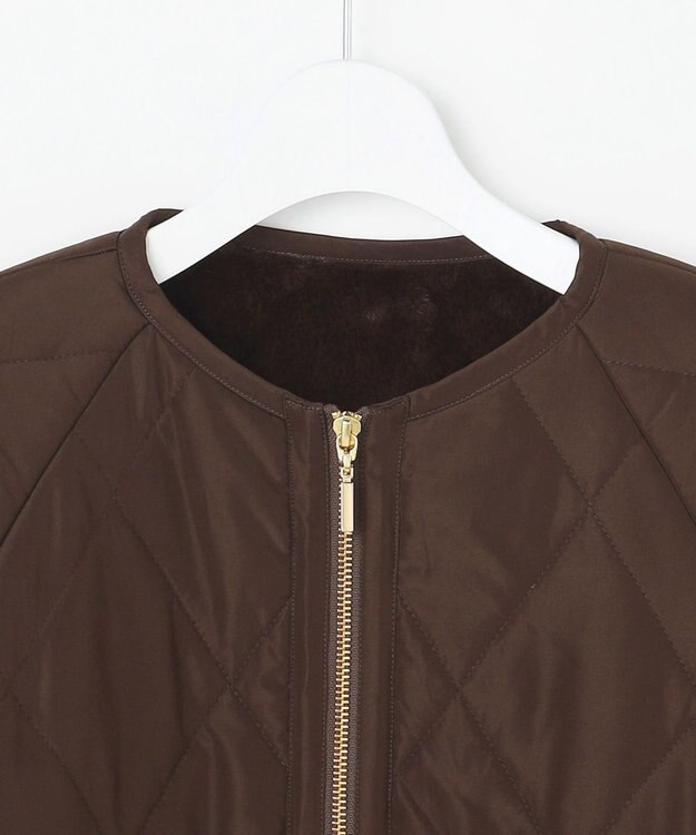 ANY SIS S フェイクファーコンビキルティング アウター ブラウン