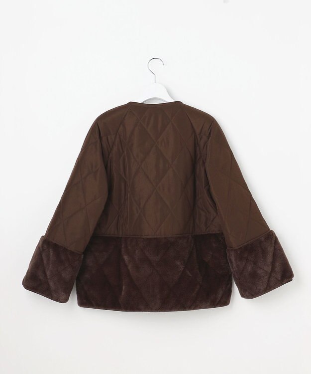 ANY SIS S フェイクファーコンビキルティング アウター ブラウン