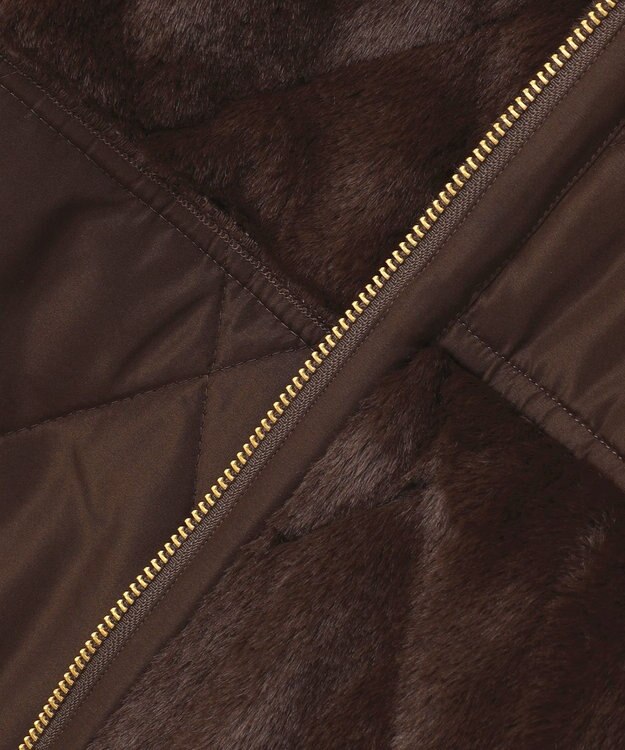 ANY SIS S フェイクファーコンビキルティング アウター ブラウン