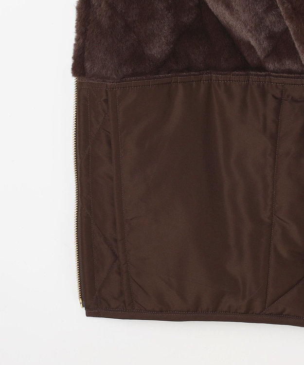 ANY SIS フェイクファーコンビキルティング アウター ブラウン