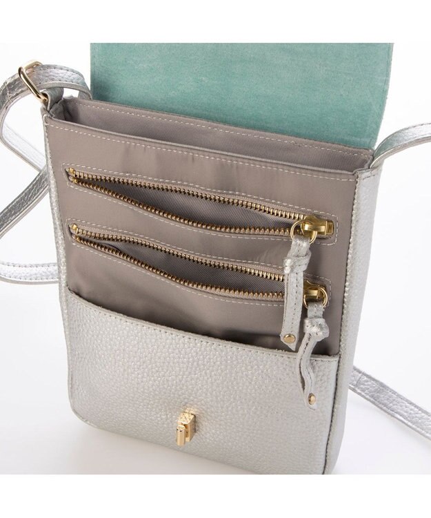 UNBILLION ペルケ perche / 7ポケットレザーポシェット シルバー