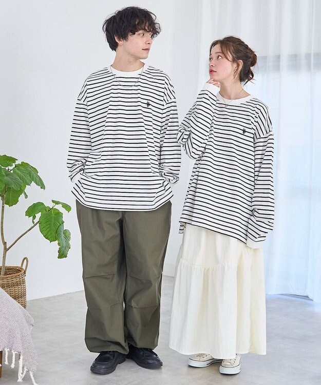 WEGO 【ユニセックス着用ITEM/MLサイズ展開】U.S. POLO ASSN.ワンポイント刺繍LST ホワイトボーダー