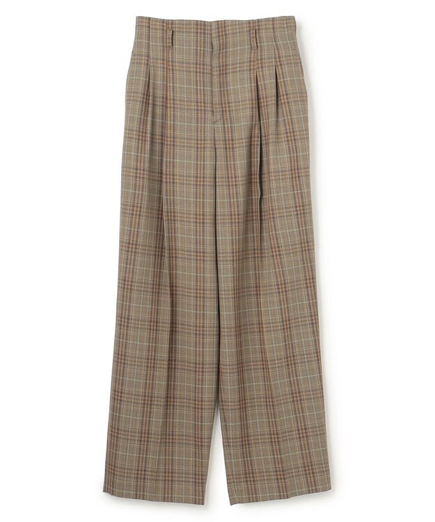 BEIGE， SELMA / チェックウールハイウエストタックパンツ Camel × Nude