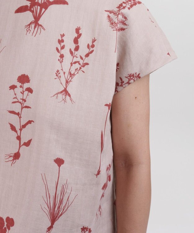 muuc 【ゆったりシルエットで涼しく上品】植物の影絵プリント プルオーバー ピンク