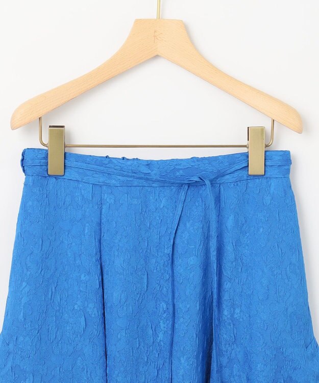 組曲 【WEB限定】エアリーフラワージャガード フレアスカート ブルー系